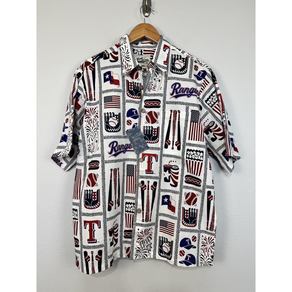 Reyn Spooner Texas Rangers Shirt Mens M Multi-Color MLB Baseball Short Sleeve